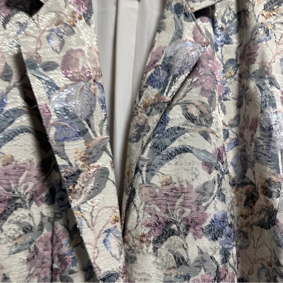 Vintage 80s Pierre Lamonte Floral Metallic Jacquard Blazer Womens Size XL Spring - Picture 5 of 16